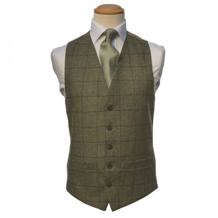 Tweed Olive Green Waistcoat